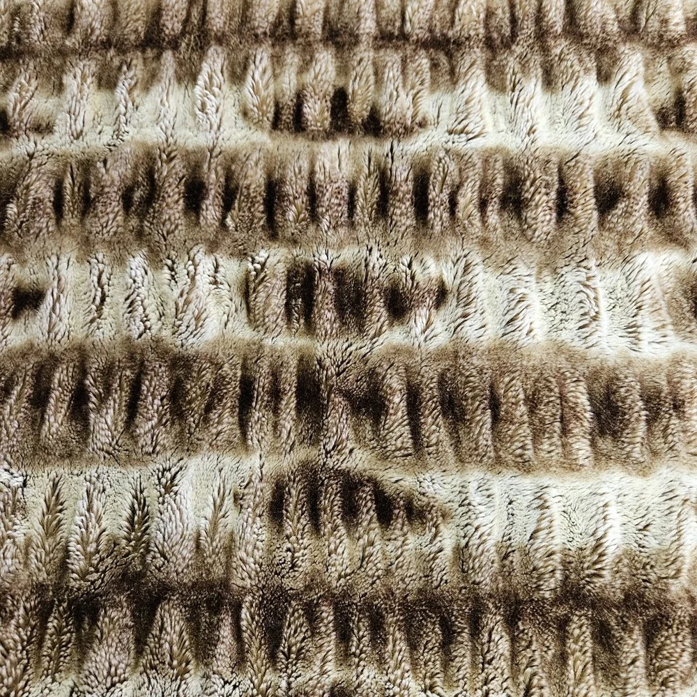 Pottery Barn Faux Fur Brown Ombre Throw Blanket Heavy Soft Plush 50